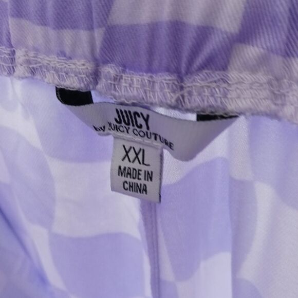 JUICY BY JUICY COUTURE WOMEN'S HIGH RISE PLUS JOGGER PANTS IN LILAC CHECK,2X - Picture 7 of 8